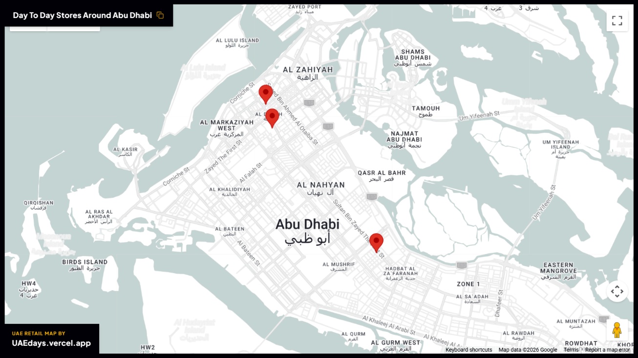 Day To Day store distribution across Abu Dhabi