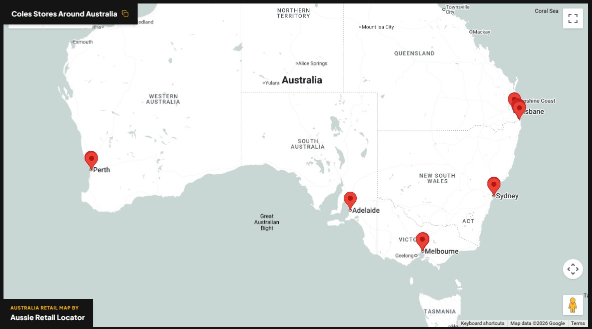 Coles store distribution across Canberra