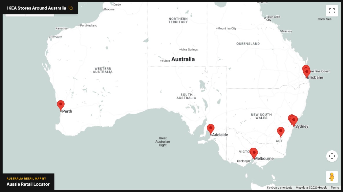 IKEA store distribution across Adelaide