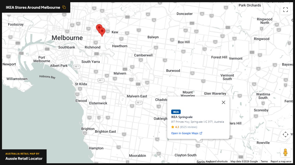 IKEA store distribution across Melbourne