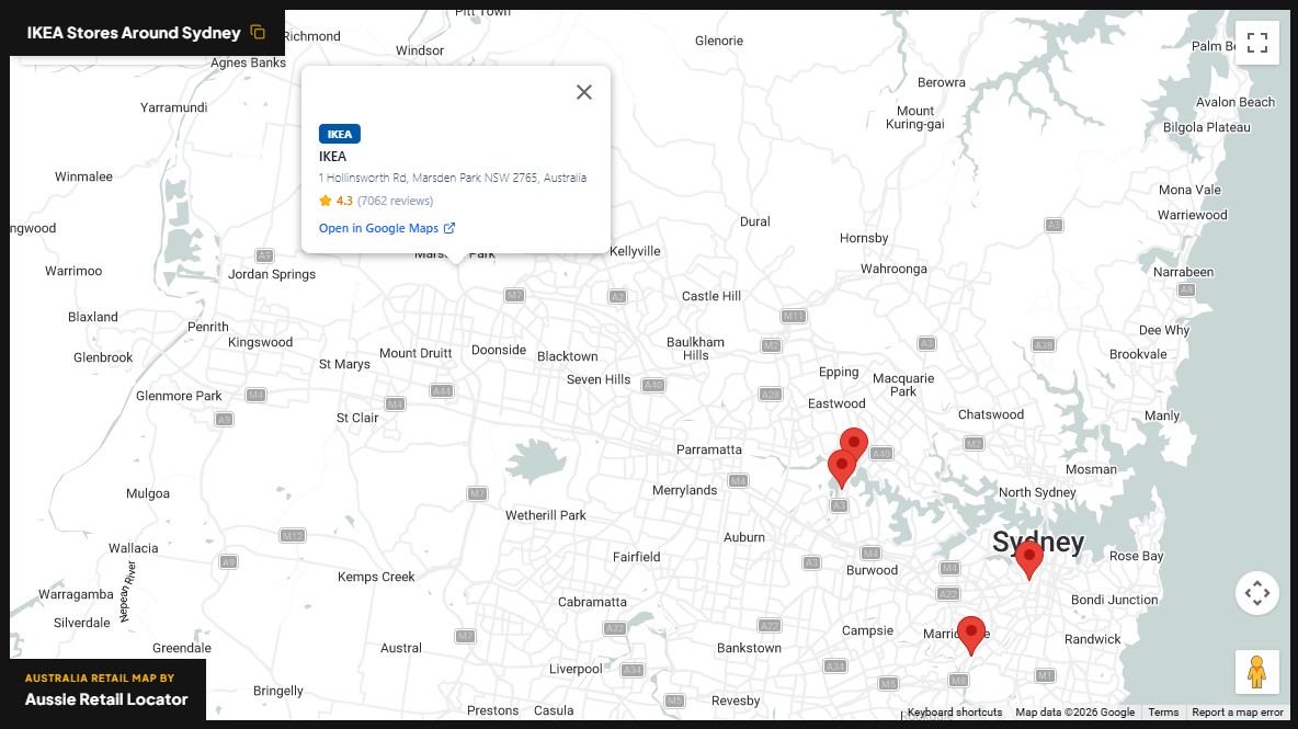IKEA store map in Sydney