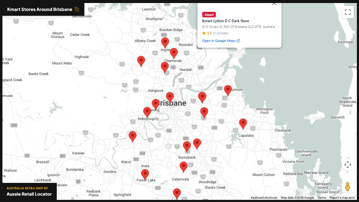 Kmart store map in Brisbane