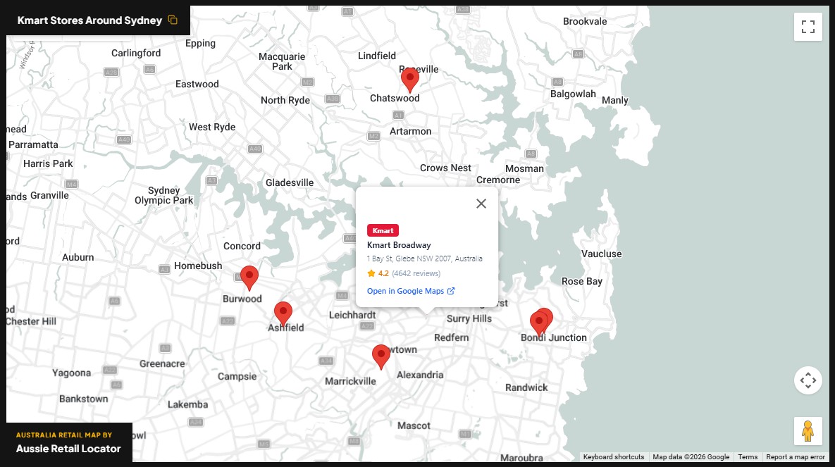 Kmart store map in Sydney