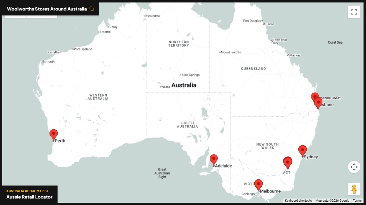 Woolworths store map in Canberra