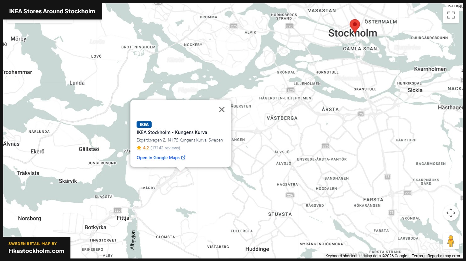 IKEA-butiker runt omkring Stockholm