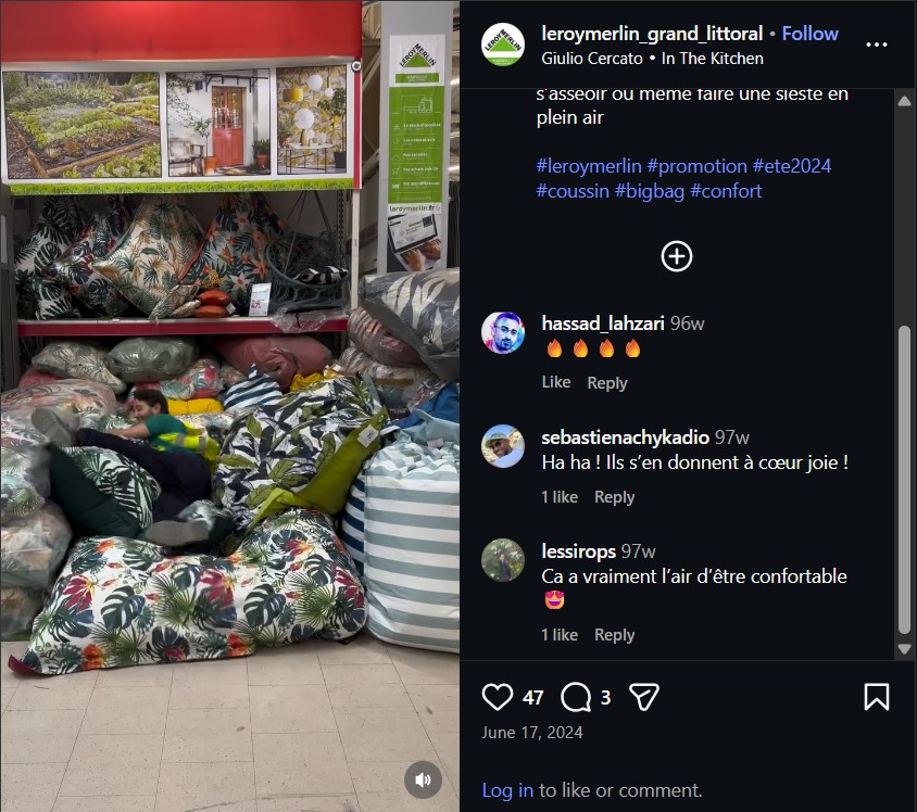 Instagram comment about Leroy Merlin Marseille