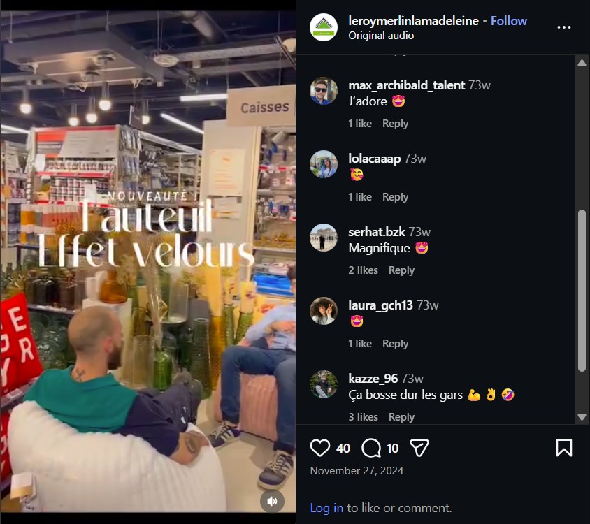 Instagram comment 2 — Vitry-sur-Seine store