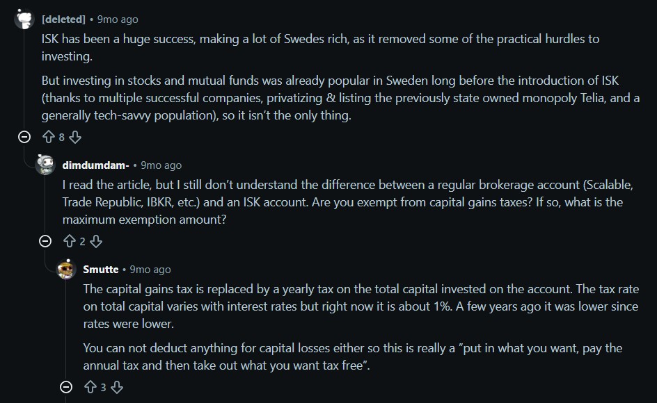 Reddit Discussion on Swedish Investments
