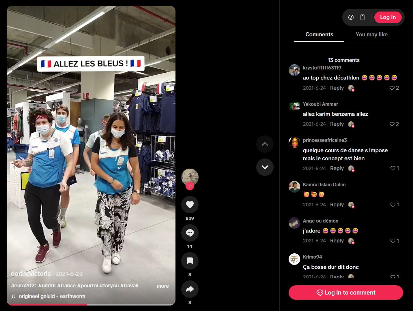 TikTok comment about Decathlon Marseille