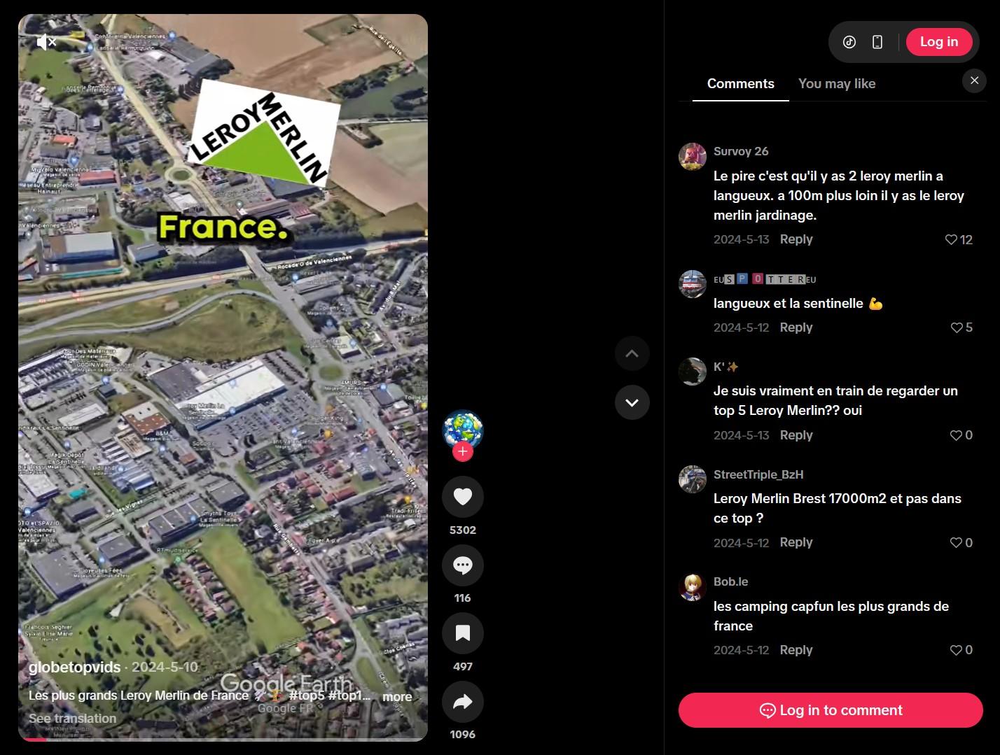 TikTok comment about Leroy Merlin France