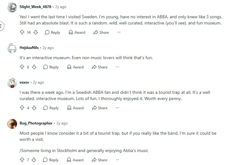 Visitor comments and social highlights about ABBA The Museum