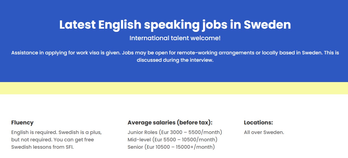 English jobs portal screenshot