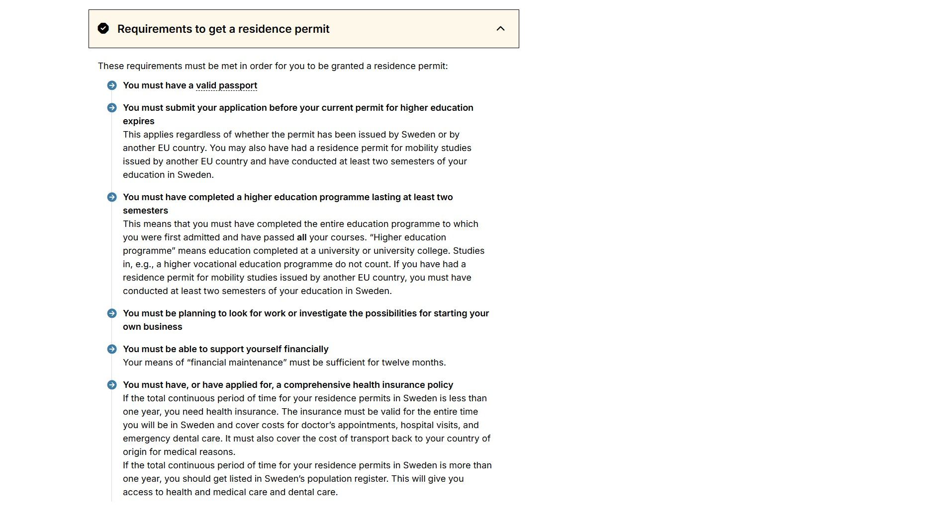 Checking the Migrationsverket website for requirements