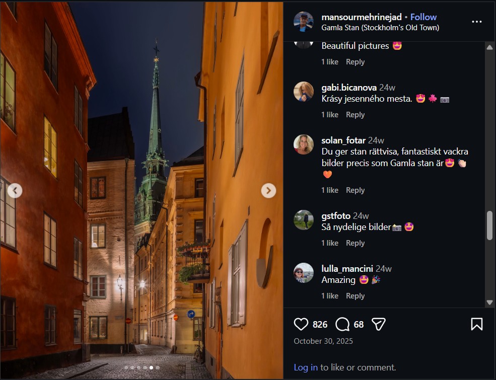 Gamla Stan Instagram testimonial