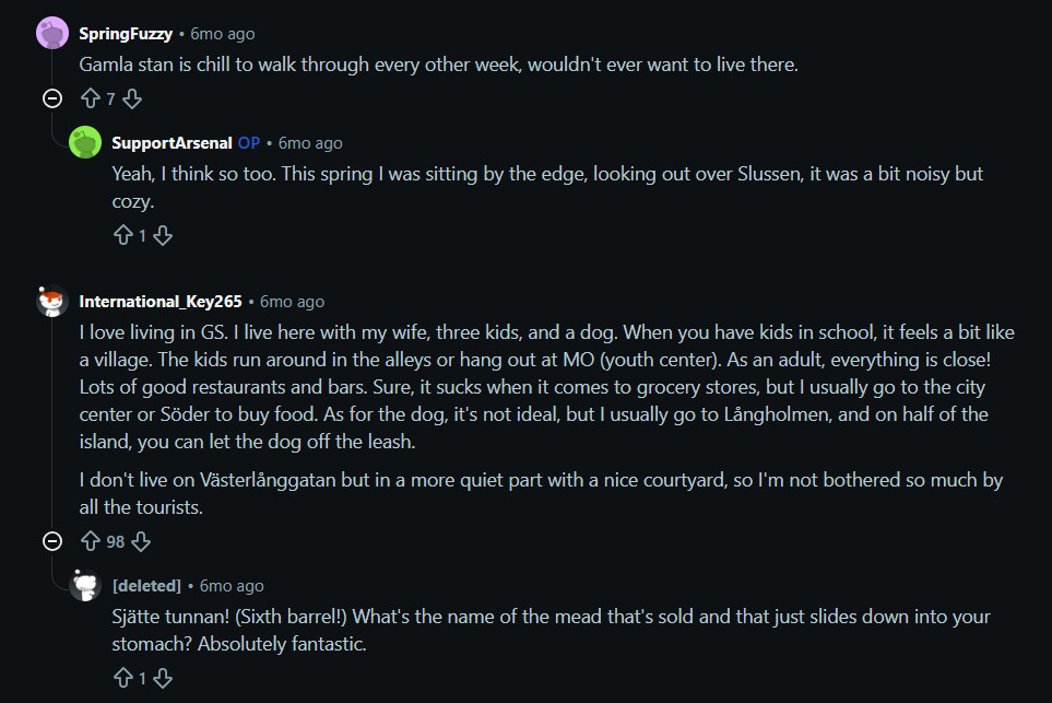 Gamla Stan Reddit testimonial