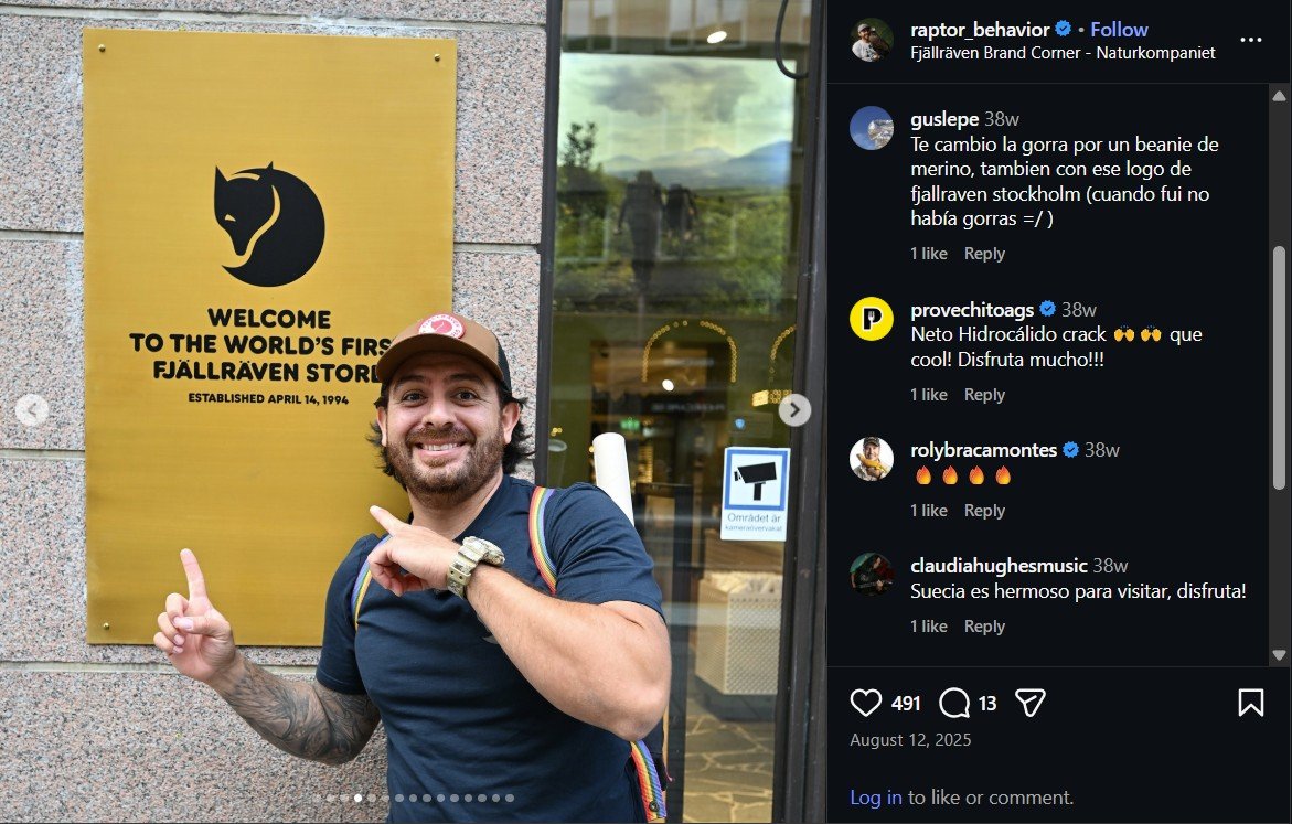 Instagram comment thread about the Fjällräven Brand Corner at Naturkompaniet