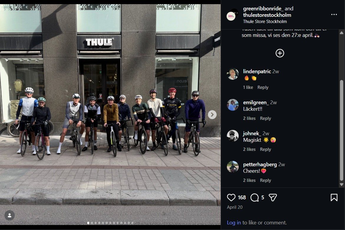 Instagram comment thread about the Thule Store Stockholm and the Thule product range