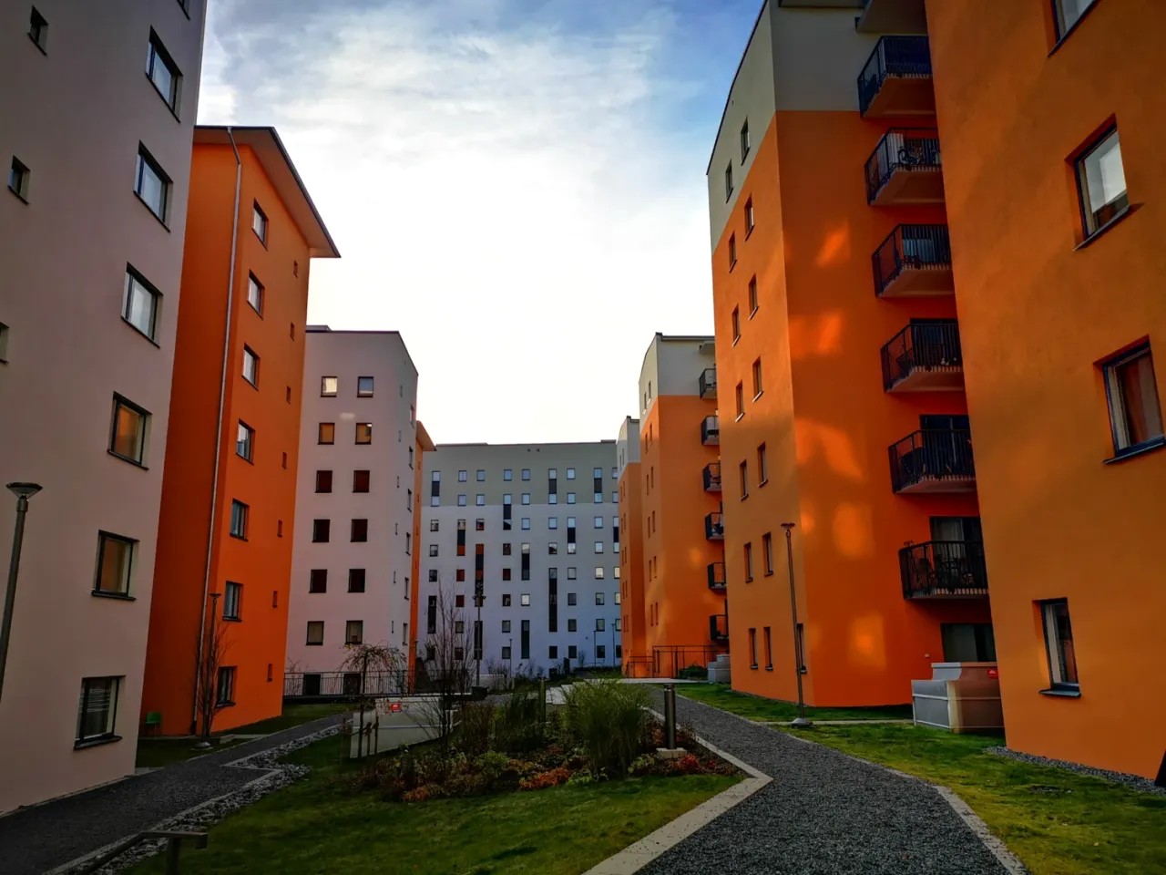 The courtyard in KI Residence Flemingsberg