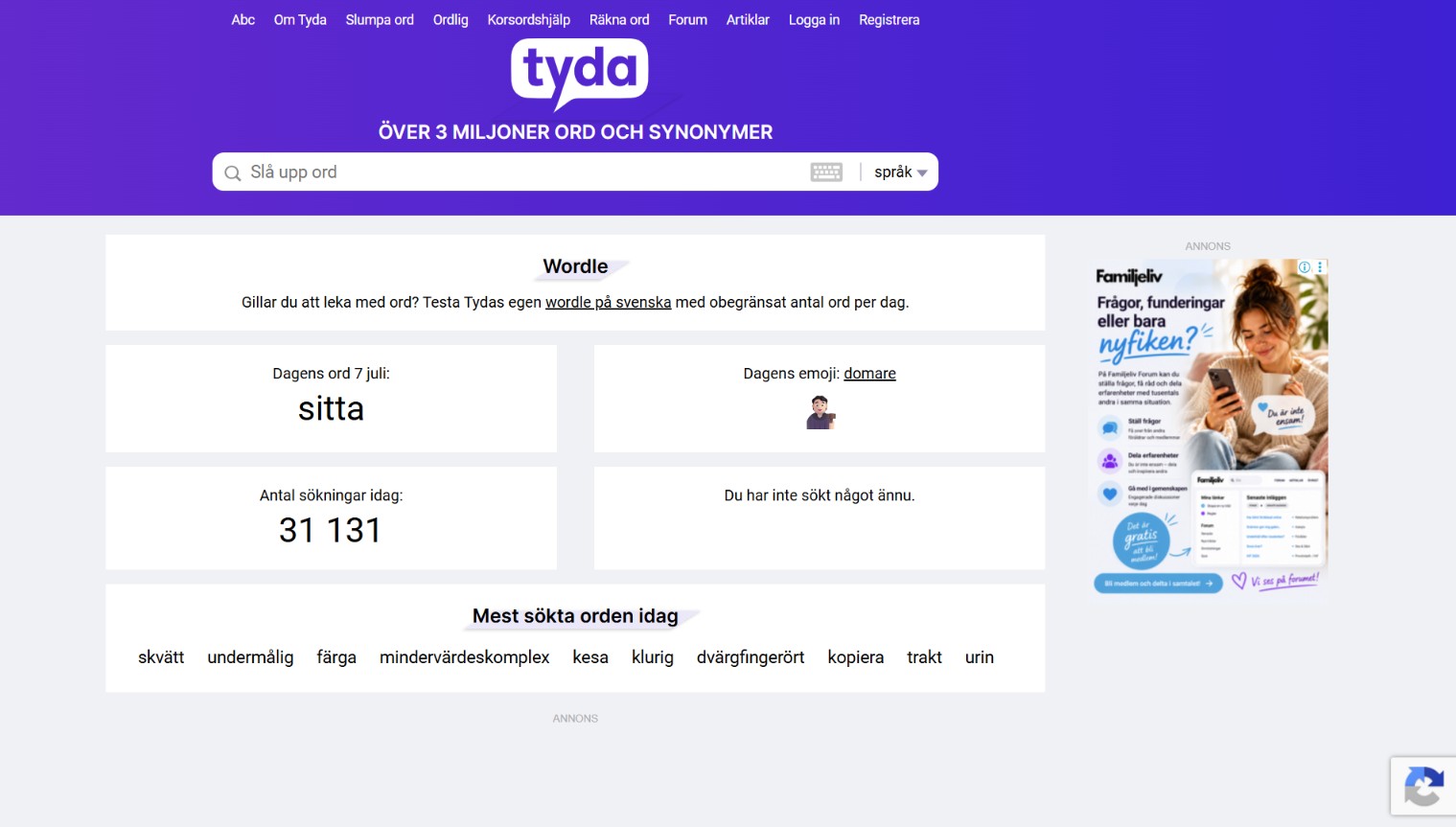 Tyda.se English-Swedish dictionary with audio