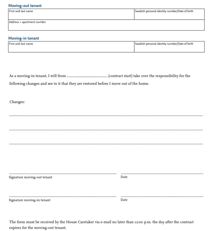 Furniture Liability Form