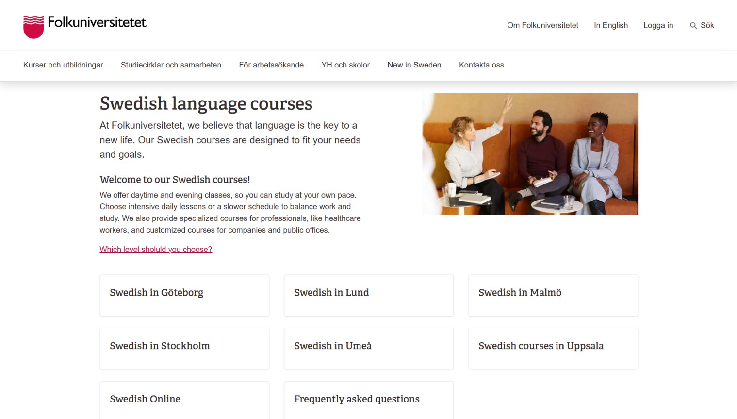 Folkuniversitetet paid Swedish course online