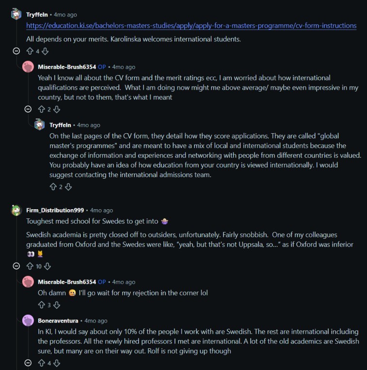 Reddit comment about Karolinska Institutet research