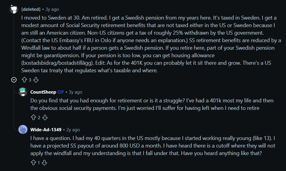 Reddit comment how the Swedish pension system works for foreign residents