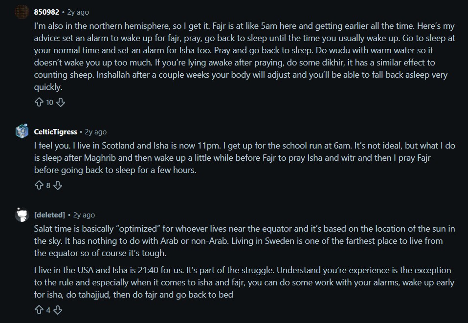 Reddit discussion on Fajr times