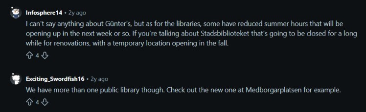 Reddit comment about reduced library hours in summer