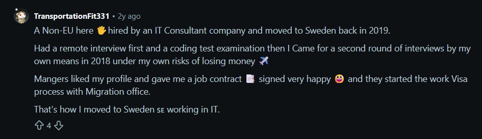 Reddit discussion on work visa requirements