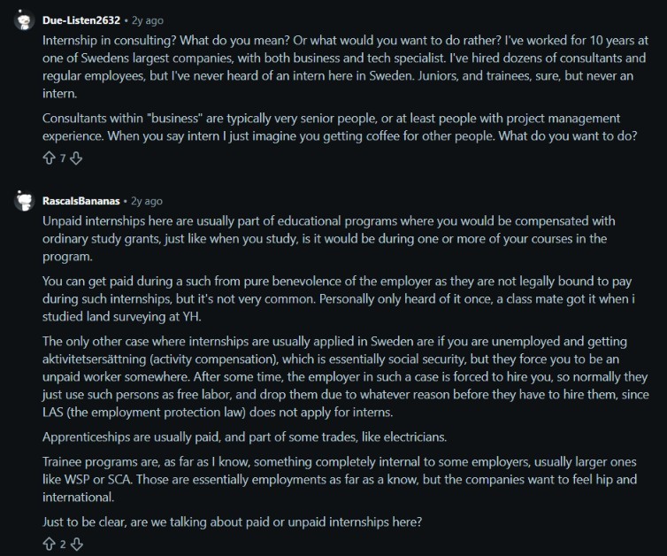 Reddit discussions about working as a student in Sweden