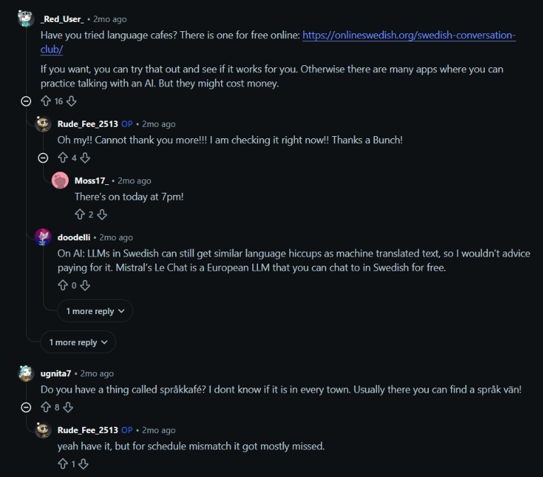 Reddit community Swedish learning advice 3