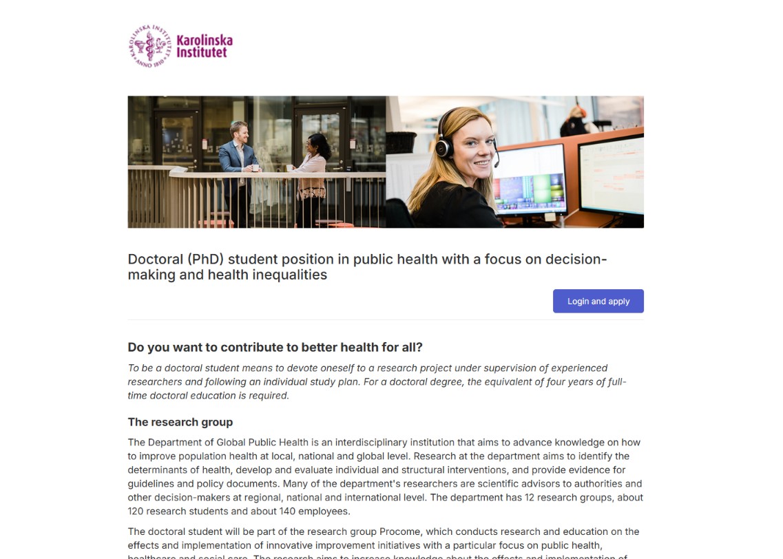 Public health initiatives health inequalities PhD Karolinska