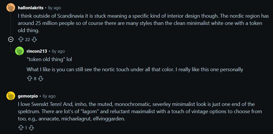 Svenskt Tenn Reddit testimonial