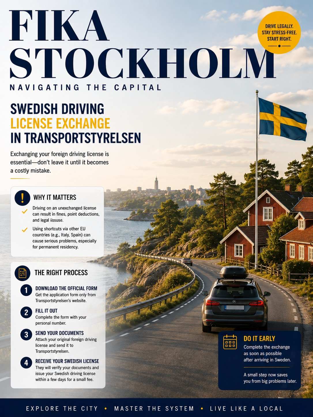 Screenshots of Transportstyrelsens official Körkortstillstånd page — the key passage confirms you can exchange a valid foreign driving license if you hold permanent residence rights in Sweden.