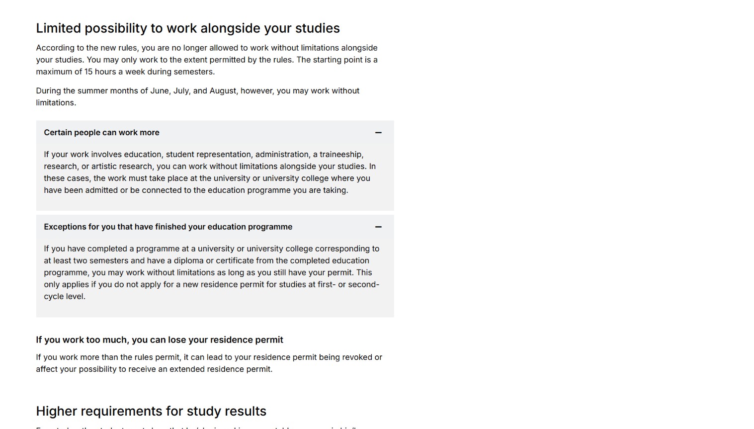 Swedish Migration Agency guidelines for part-time work during studies