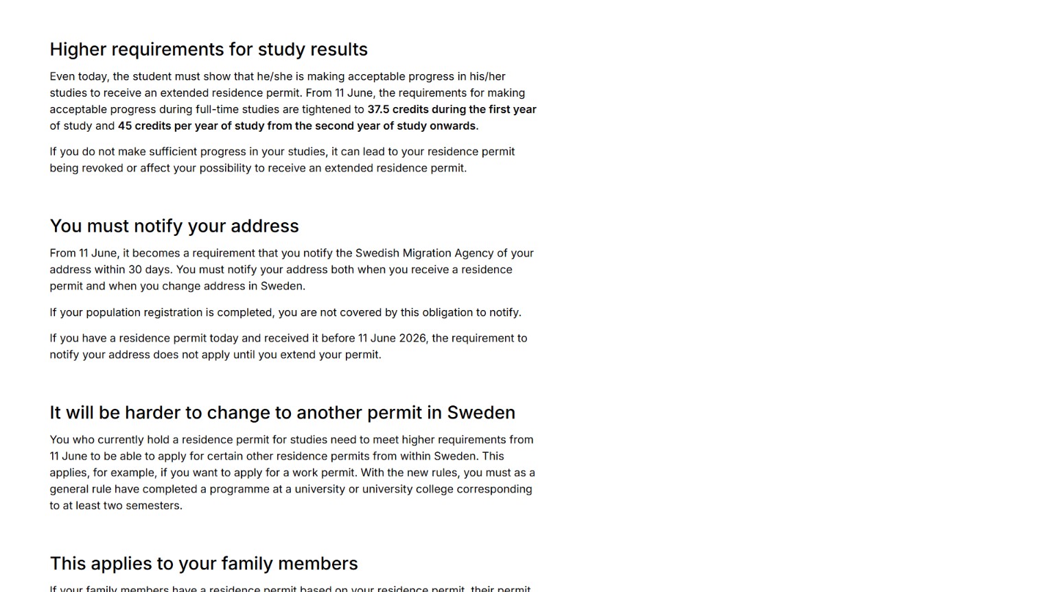 Work-hour regulations for international students in Sweden