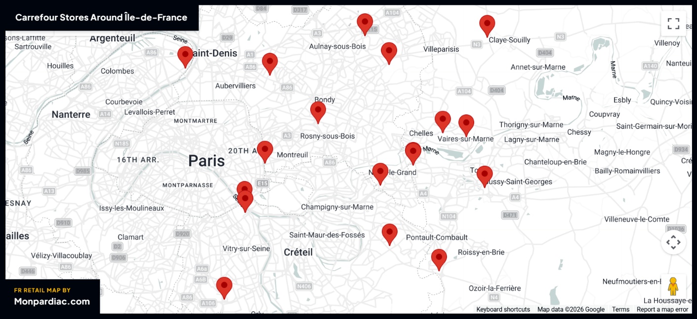 Carte des magasins Carrefour en France
