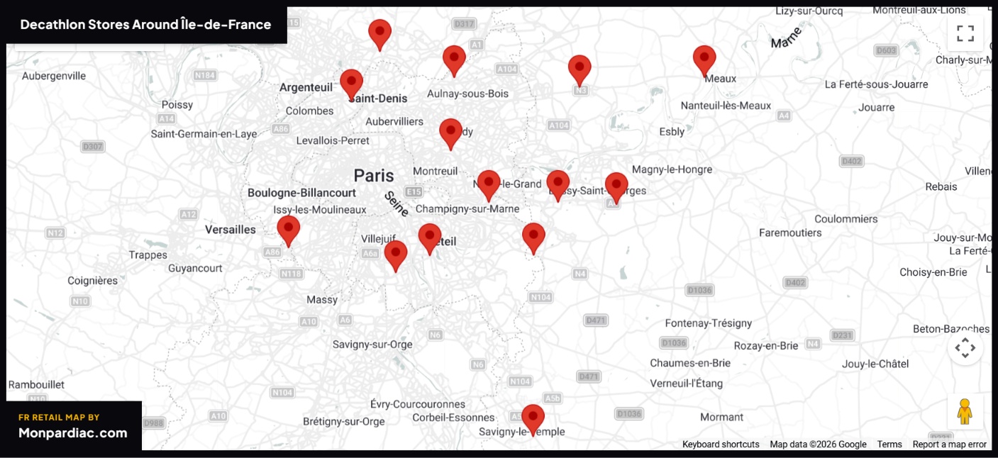 Carte des magasins Decathlon en France