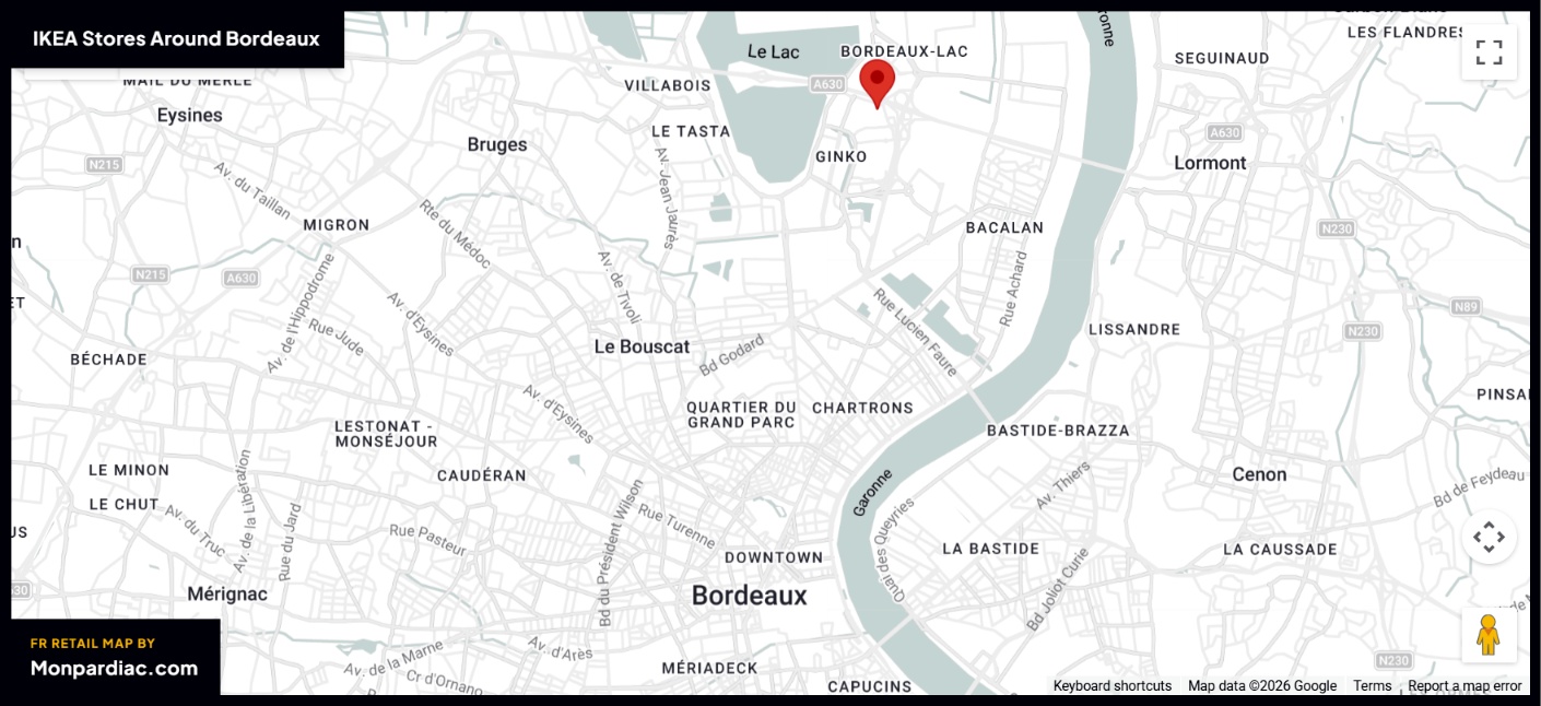 Plan des magasins IKEA à Bordeaux