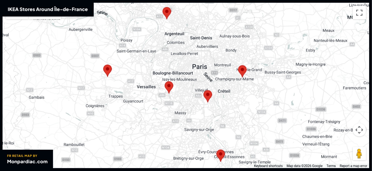 Carte des magasins IKEA en France
