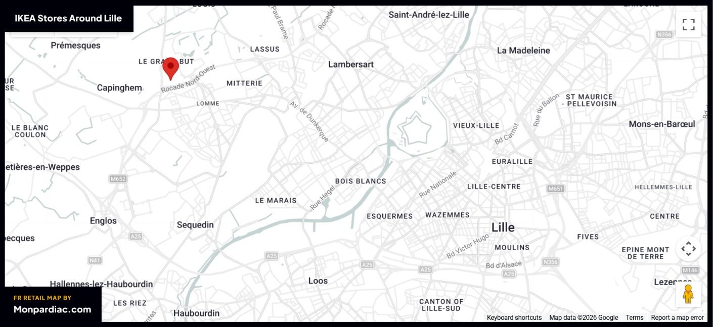 Plan des magasins IKEA à Lille