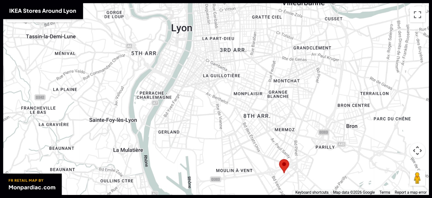 Plan des magasins IKEA à Lyon