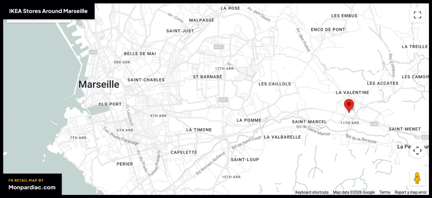 Plan des magasins IKEA à Marseille