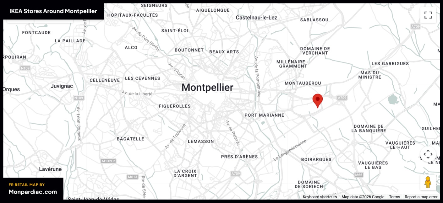 Plan des magasins IKEA à Montpellier