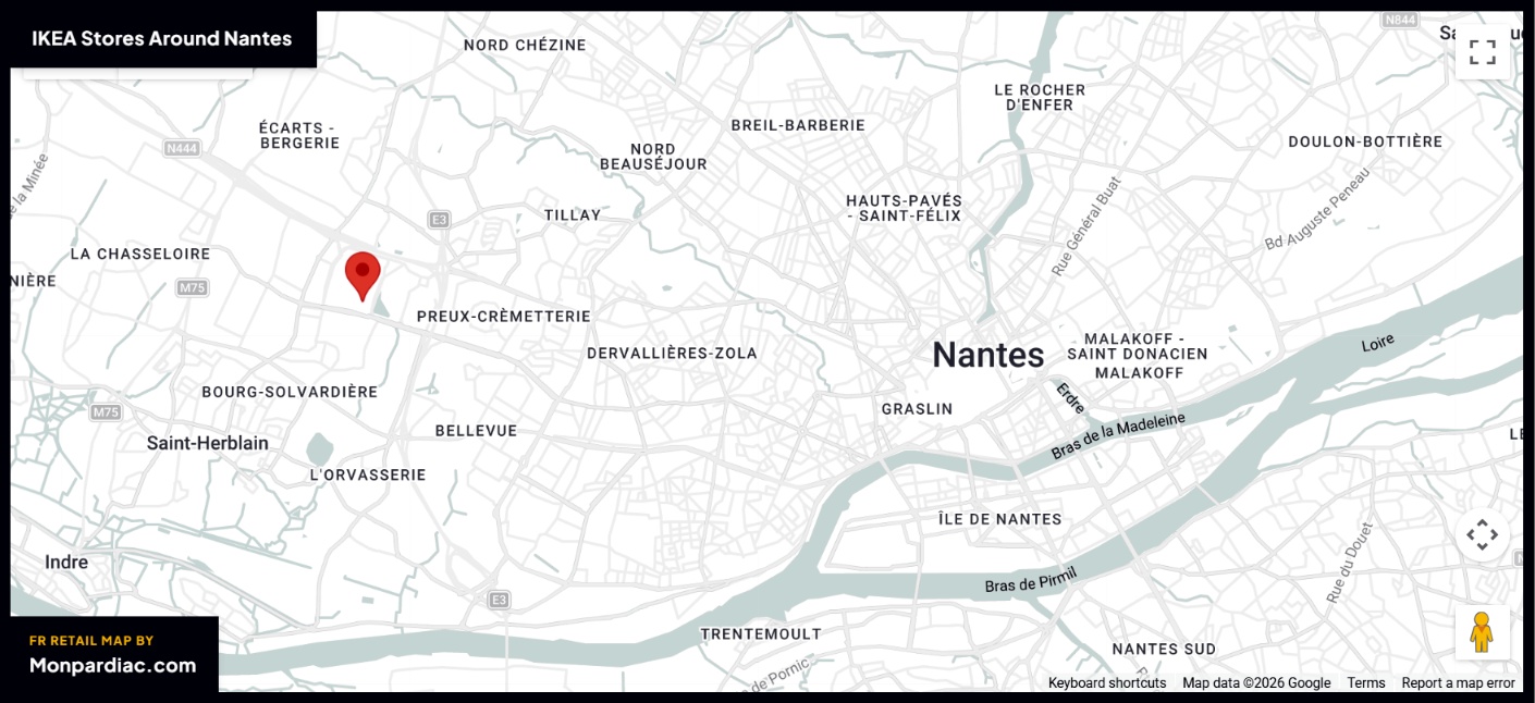 Plan des magasins IKEA à Nantes