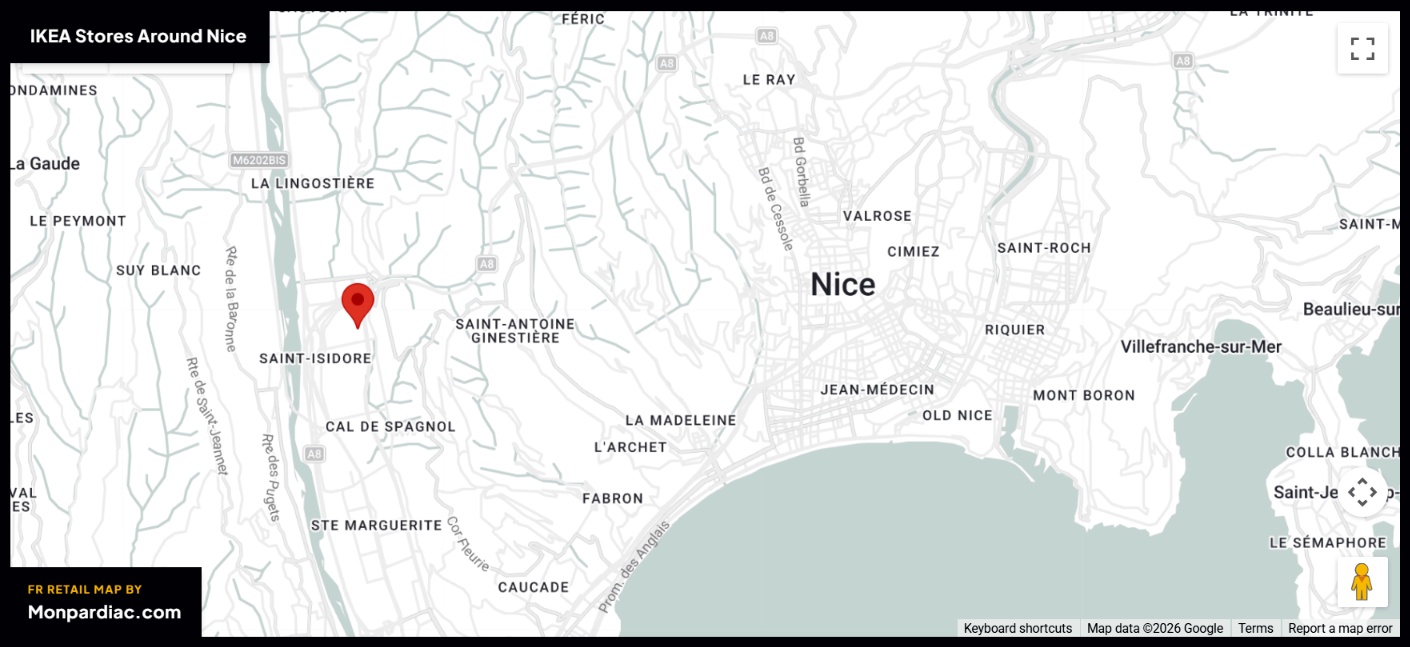 Plan des magasins IKEA à Nice
