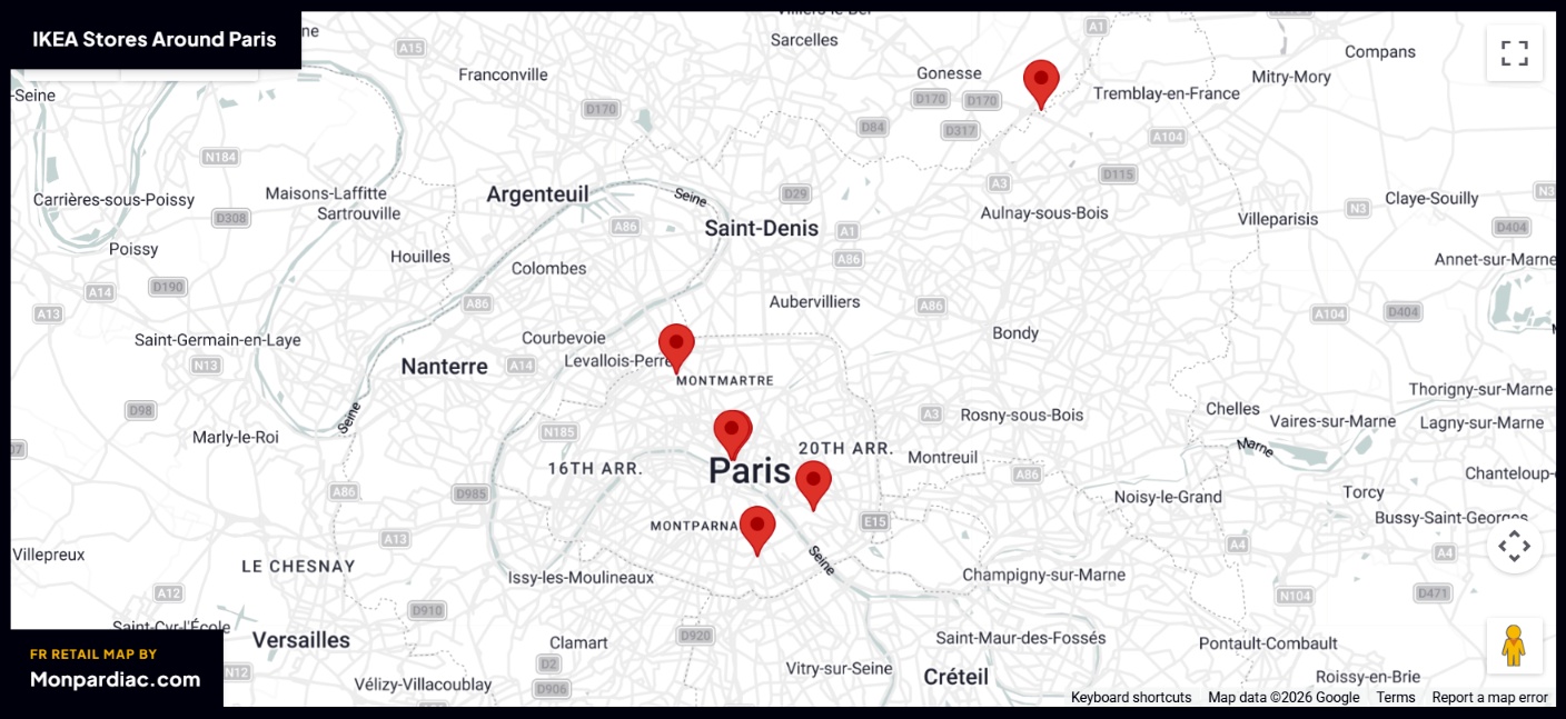 Plan des magasins IKEA à Paris