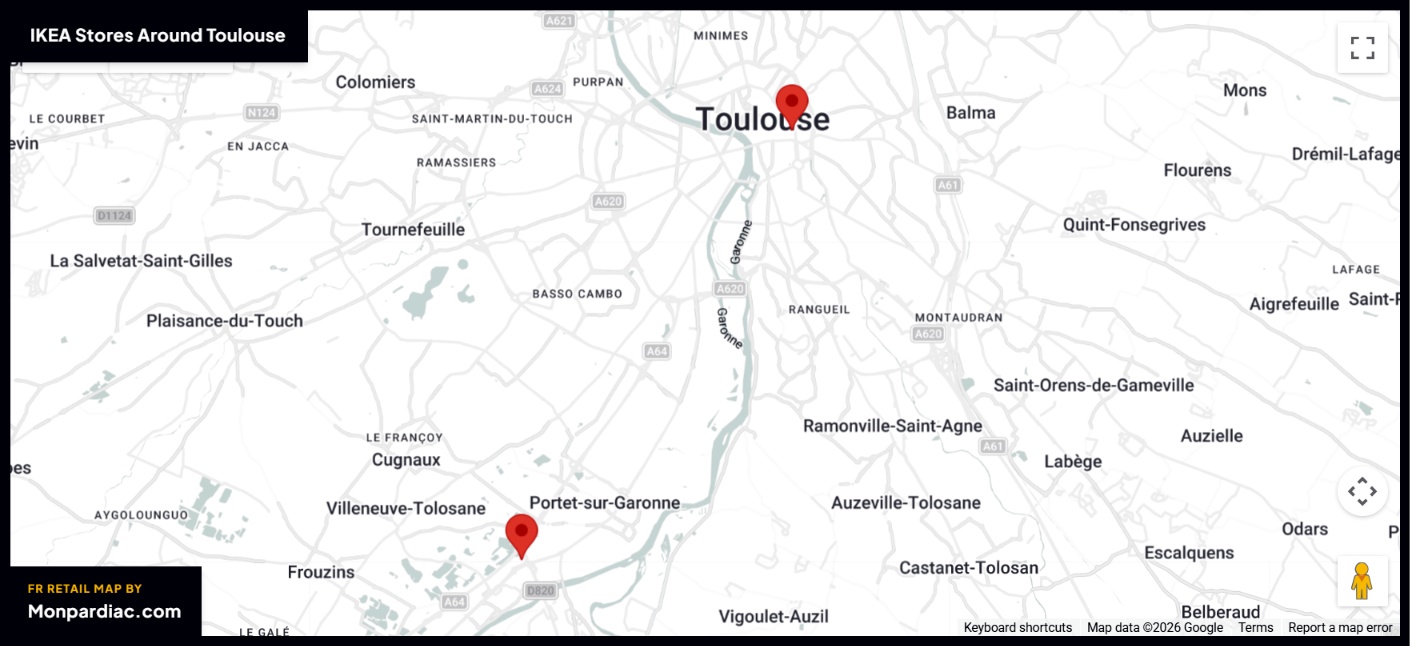 Plan des magasins IKEA à Toulouse