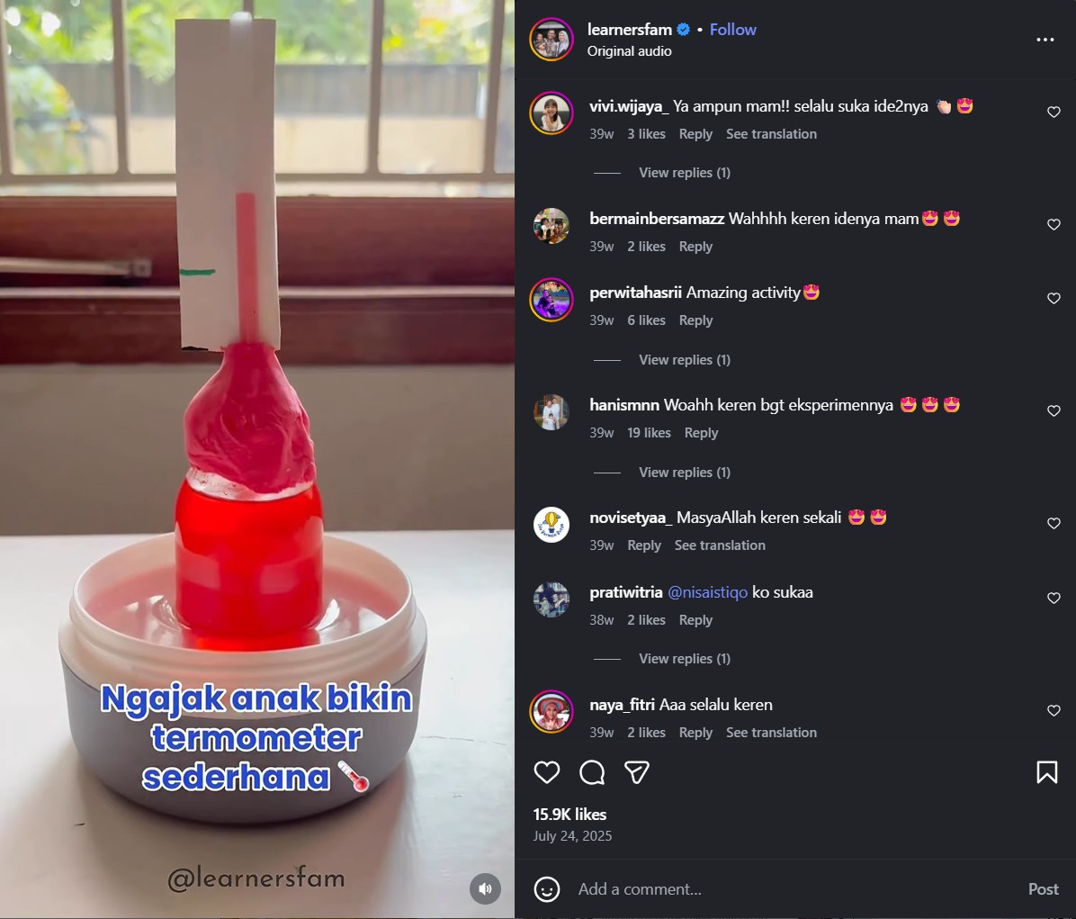 DIY Thermometer Experiment Instagram